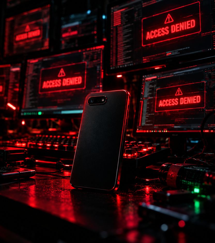 ACCESS DENIEDと表示されたモニターの前に置かれたBLACKBOX